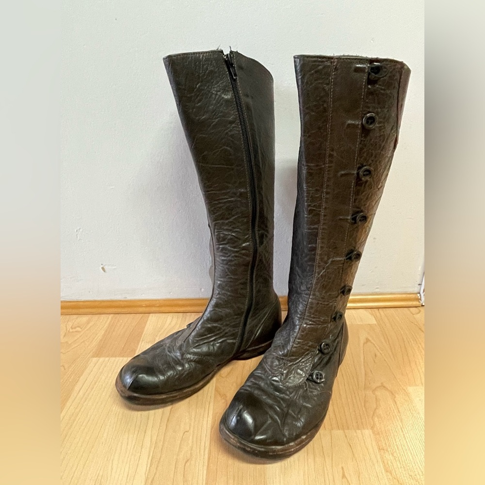 Womens CYDWOQ Handcrafted Vintage Brown Leather Boots Size 37.5/US 7.5